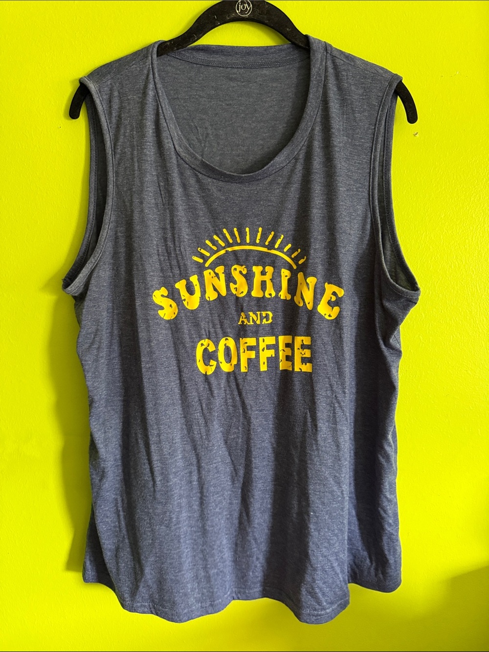 Unknown Brand Blue & Yellow Graphic Tank Top Sunshine And Coffee Size XL